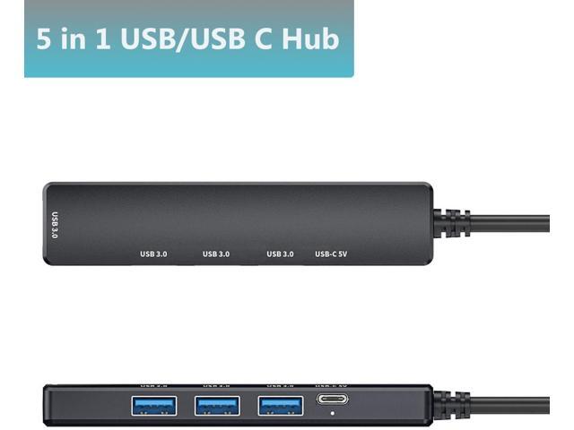 USB 3.0 Hub with USB C Data Port, 2 in 1 USB Hub 5 Ports, Portable USB Splitter for Laptop, USB C Extender for MacBook Pro, iMac, Surface Pro, Dell...