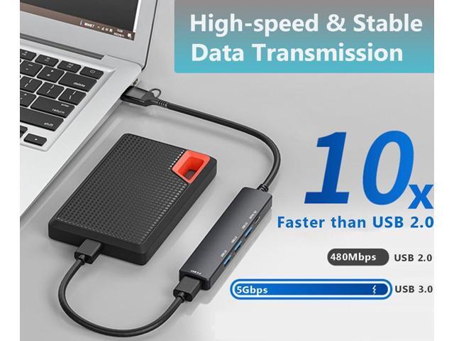 USB 3.0 Hub with USB C Data Port, 2 in 1 USB Hub 5 Ports, Portable USB Splitter for Laptop, USB C Extender for MacBook Pro, iMac, Surface Pro, Dell...