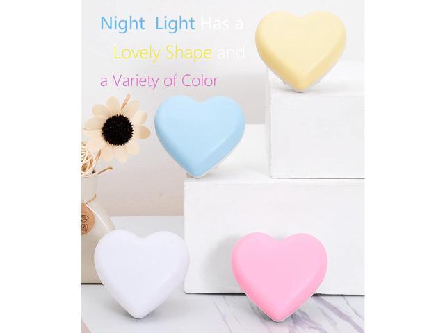 Cute Night Lights, Heart Shape Nursery Nightlight with Light Sensors, Auto Dusk to Dawn Sensor, Soft Warm White, Ideal Nightlight for Bedroom,...