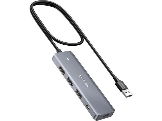UGREEN USB Hub 4 Ports, USB to USB C & 3 USB A Multiport Adapter, 2ft Long Cable Powered USB 3.0 Hub with USB C Power Port for Laptop, Desktop,.