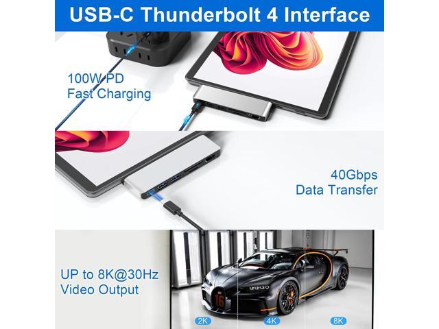 Surface Pro 9/10/11/X USB Hub Docking Station, Surface pro 9 Accessories with 4K HDMI, USB-C Thunerbolt 4 (Display+Data+100W Charging), 2 USB 3.0,...
