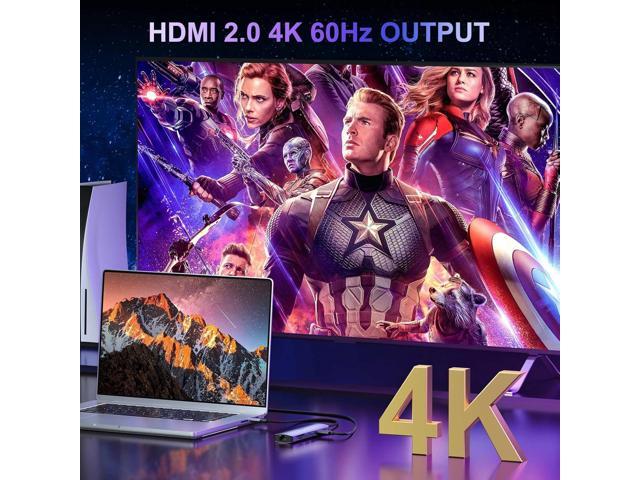 USB C Hub with Ethernet, KOZYC 7 in 1 USB-C Hub Multiport Adapter to HDMI 4K 60Hz, 1Gbps Ethernet, 100W PD Charging, 2 USB 3.0 Data, SD/TF Card...