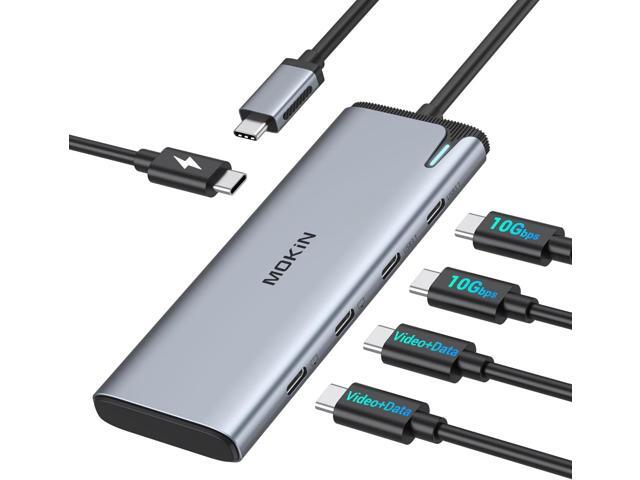 USB C to USB C Hub Dual Monitor Adapter with 4K@60Hz USB4 Display Ports Video Output,100W PD, 10Gbps Data Transfer, USB-C Splitter Multiport Dongle...