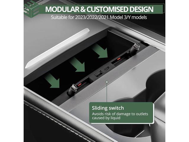 EYPINS USB Hub Suitable for Tesla,Retractable Hub Docking Station Compatible with Tesla Model 3/Y,Fast Charge Cable Adapter,2M USB Cable,2pcs...