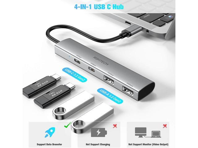 RSHTECH USB C Hub 10Gbps, 4 Ports USB 3.1/3.2 Gen 2 Hub with 2 USB-C and 2 USB-A Data Ports, Portable Aluminum USB C Splitter for Laptop, MacBook...