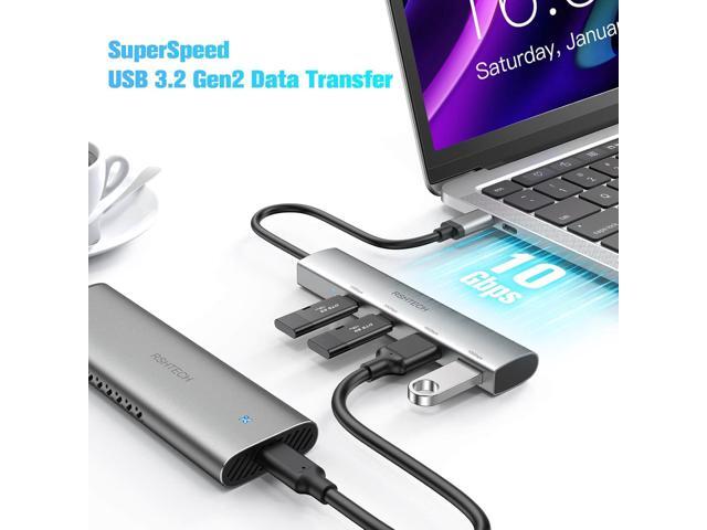 RSHTECH USB C Hub 10Gbps, 4 Ports USB 3.1/3.2 Gen 2 Hub with 2 USB-C and 2 USB-A Data Ports, Portable Aluminum USB C Splitter for Laptop, MacBook...