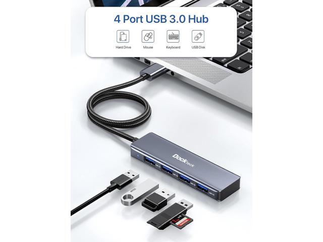 USB Hub, Dockteck 4-Port USB 3.0 Splitter, Aluminum 2ft USB Extender Compatible with MacBook,XPS, Surface Pro,Mac Mini/Pro, iMac, Mouse, Keyboard,...