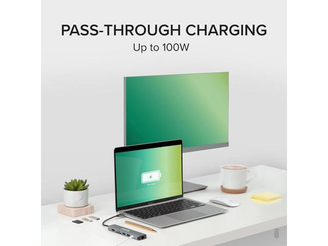 Plugable 7-in-1 USB C Hub Multiport Adapter with Ethernet Driverless Compatibility with Mac, Windows, iPhone 15, Chromebook, USB4, Thunderbolt,...