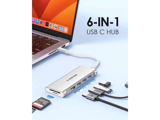 LENTION USB C Hub with 4K HDMI, 3 USB 3.0, SD/Micro SD 3.0 Card Reader, Compatible 2023-2016 MacBook Pro, New Mac Air/Surface, Chromebook, iPhone15...