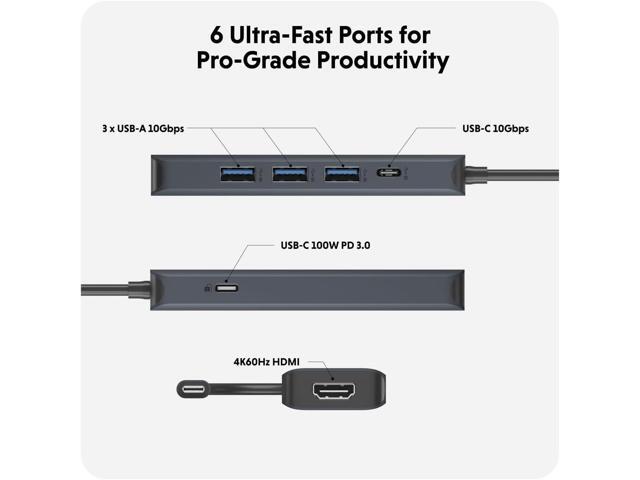 HyperDrive Next 6 Port USB-C Hub with 3X USB-A