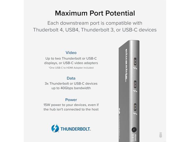 Plugable 5-in-1 Thunderbolt 4 Hub,Single 8K or Dual 4K Display; 4K HDMI Adapter Included, Offers Thunderbolt 4/3, USB4, and USB-C Expansion for...