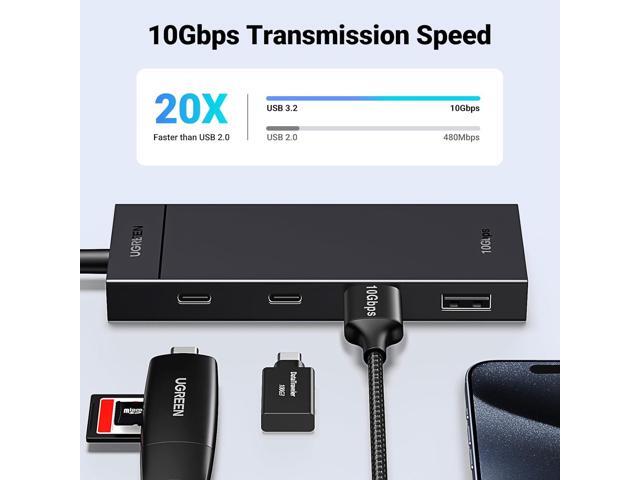 UGREEN USB C Hub, 10Gbps 4 in 1 USB 3.2 Adapter with 2 USB-C 3.2 and 2 USB-A 3.2, 4 Ports USB C Splitter Extender for MacBook Pro/Air, iPad Pro,...