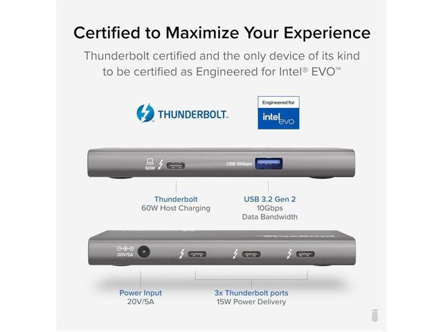 Plugable 5-in-1 Thunderbolt 4 Hub,Single 8K or Dual 4K Display; 4K HDMI Adapter Included, Offers Thunderbolt 4/3, USB4, and USB-C Expansion for...