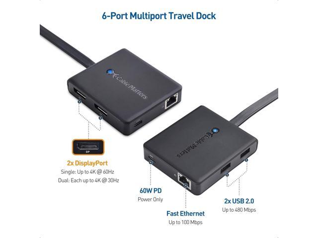 Cable Matters Dual Monitor USB C Hub (USB C Dock) with Dual 4K DisplayPort, 2X USB 2.0, Ethernet, and 60W Charging - Thunderbolt 4 / USB4 /...