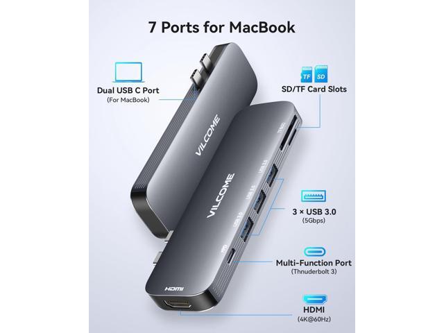 Vilcome USB C Adapter for MacBook Pro/Air M1 M2 M3 2023 2022 2021 2020 2019, 7-in-2 USB-C Hub MacBook Pro Accessories with Thunderbolt 3 PD Port,...