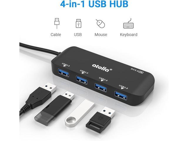 USB Hub, 4-Port USB 3.0 Hub with 2ft Cable, Ultra-Slim Data Expander - Compatible with Windows, Mac, Linux Laptops & PCs