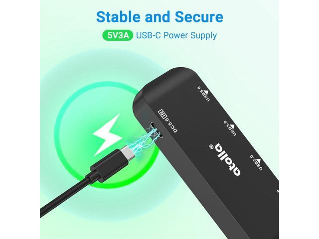 USB Hub, 4-Port USB 3.0 Hub with 2ft Cable, Ultra-Slim Data Expander - Compatible with Windows, Mac, Linux Laptops & PCs