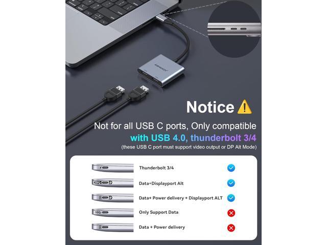 USB C to Dual HDMI Adapter 4K@60Hz, HDMI Splitter for Dual Monitors Extend Display, USB C HUB Multi Monitor Adapter to 2 HDMI Ports Converter for...