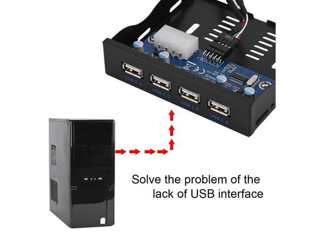 USB2.0 Front Panel Hub, USB Floppy Front Panel 3.5 Inch Floppy Bay 9 Pin to 4 Interface USB 2.0 HUB, Computer Accessories