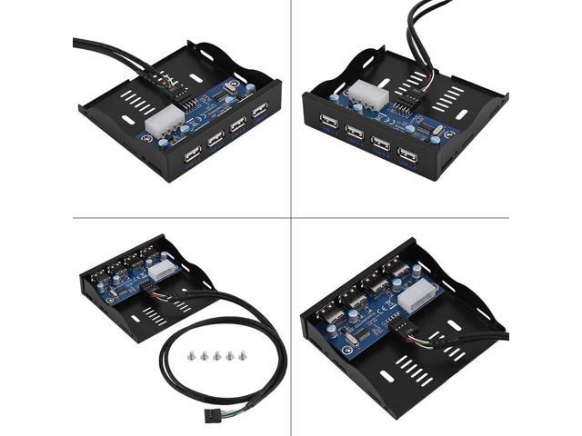 USB2.0 Front Panel Hub, USB Floppy Front Panel 3.5 Inch Floppy Bay 9 Pin to 4 Interface USB 2.0 HUB, Computer Accessories