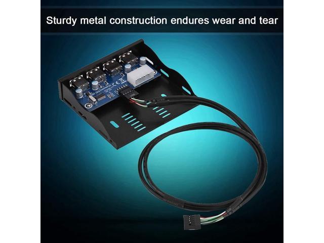 USB2.0 Front Panel Hub, USB Floppy Front Panel 3.5 Inch Floppy Bay 9 Pin to 4 Interface USB 2.0 HUB, Computer Accessories