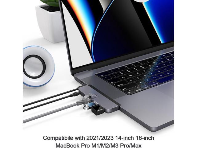 Qwiizlab USB C Hub 5-in-1 Adapter, Gigabit Ethernet, USB 3.0 Port, microSD Reader, 3.5mm Audio Jack for 2023/2021 MacBook Pro 14'' and 16''...