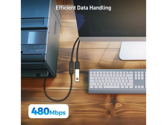 Cable Matters 2-Pack, USB 2.0 A Male to Female USB Splitter 1 in 2 Out - 1ft, USB Y Splitter Hub with 480Mbps Data Transfer, BC 1.2 Charging...
