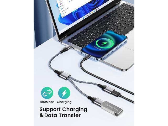 ANDTOBO USB Splitter, USB 2.0 A Male to 2 Dual USB Female Jack Y Splitter Hub Power Cord Extension Adapter Cable