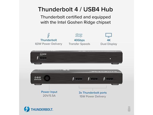 Plugable Thunderbolt 4 Hub, 4-in-1 Pure USB-C Design, Includes USB-C to 4K HDMI Adapter, Laptop Charging, Compatible with Windows, Mac, iPad Pro...