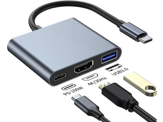 USB C to HDMI, USB C, USB3.0 Adapter, Triple Display Adapter USB C Adapter USB C Hub with HDMI, USB C, USB3.0 Docking Station 4K @30hz for Laptops...