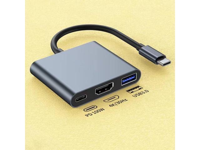 USB C to HDMI, USB C, USB3.0 Adapter, Triple Display Adapter USB C Adapter USB C Hub with HDMI, USB C, USB3.0 Docking Station 4K @30hz for Laptops...
