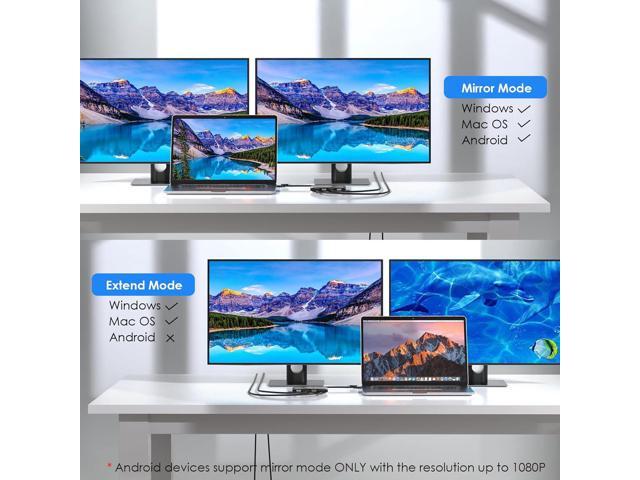 WAVLINK USB 3.0/USB C to DisplayPort and HDMI Adapter, Displaylink Dual 4K@60Hz Monitor Hub for M1/M2 MacBook, Dell HP Surface Lenovo, Compatible...