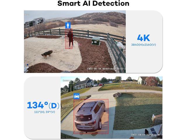 ONWOTE 4K 8MP UltraHD PoE IP Security Camera, AI Human Vehicle Detection, 3840x2160 8 Megapixels, 134° FoV, Video Audio, Indoor Outdoor, Commercial...