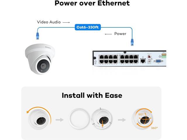 ONWOTE 6MP Super HD PoE IP Security Camera with Audio, AI Human Vehicle Detection, 3072x2048 6 Megapixels, 122° FoV, Indoor/Outdoor Commercial...
