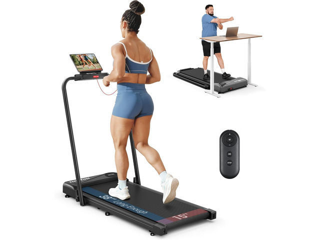 THERUN Walking Pad, 2 in 1 Foldable Treadmills for Home, 2.5HP Under Desk with Handle Bar, 16' Widened Running Belt, with Remote Control