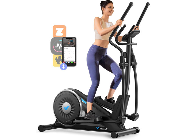 MERACH Elliptical Exercise Machine for Home Use, Elliptical Machine with Hyper-Quiet Magnetic Drive System, 16-Level Resistance Adjustment, 15.5IN...