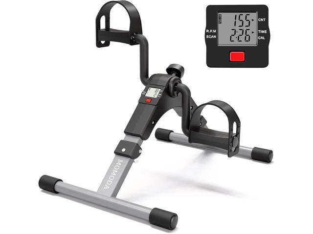Pedal Exerciser Desk Exercise Bike Leg and Arm Exercise Bike with LCD Monitor Foldable and Porable (Black/Grey)