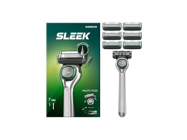 DORCO SLEEK 6 Blade Razor for Men with 7 Cartridges Men's Cartridge Razors with Razor Handle and Smooth Shaving Blades Mens Razors with...