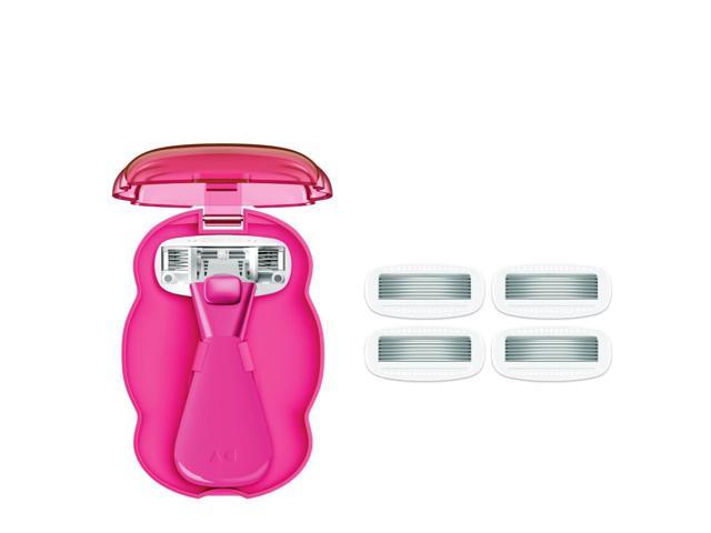 Athena Club Mini Razor Kit for Women, Travel Size 5-Blade Cartridge Razor for Sensitive Skin, Serum-Infused Blades with Shea Butter and Hyaluronic.