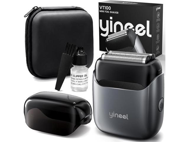 Yineel VT100 Electric Foil Shaver for Men, Pocket-Sized with Case, Sleek Portable Mini Electric Razor, 90mins Runtime, 3 Floating Blades,.