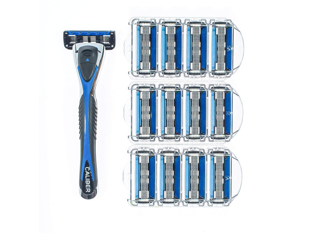 Personna Men's 5 Blade Razor System - Mens Shaving Razors - Razor Handle with 12 Replacement Cartridges