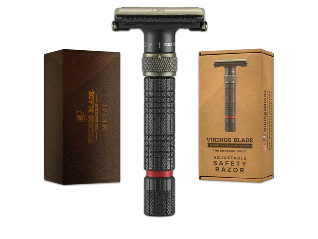 VIKINGS BLADE Adjustable Double Edge Safety Razor + Luxury Case. Smooth, Reusable, Eco-Friendly (The Emperor Meiji)