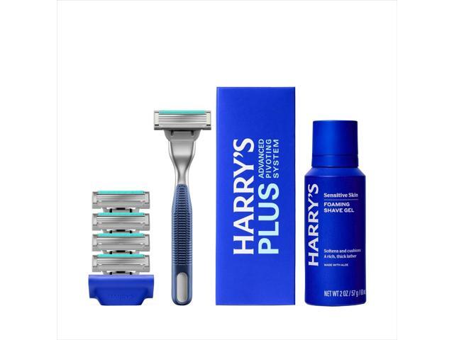 Harry's Plus Shaving Kit for Men - Premium Handle, 5 Razor Blade Cartridges, Foaming Shave Gel, and Travel Blade Cover - TSA Approved Travel.