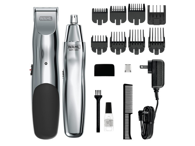 Wahl Groomsman Rechargeable Beard Trimmer kit for Mustaches, Nose Hair, and Light Detailing and Grooming with Bonus Wet/Dry Battery Nose Trimmer ...