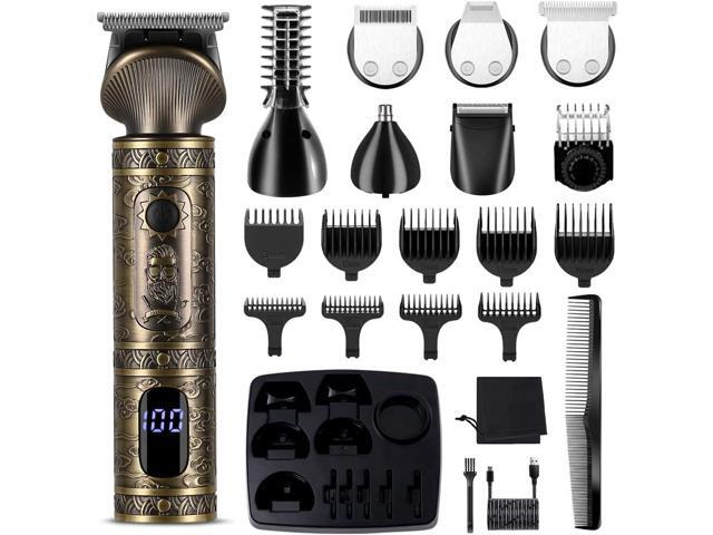 Beard Trimmer Kit Professional Hair Clipper Zero Gapped T-Blade Electric Shaver Razor Nose Body Trimmer for Men Cordless Grooming Kit 7 in 1