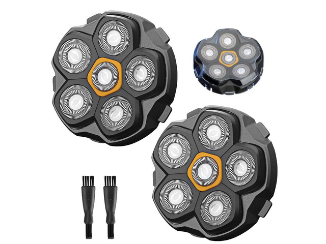 2 Pcs 6 Blade Magnetic Replacement Shaving Head, Washable Shaver Blade Heads Replacement for Head Shaver Razor for Men