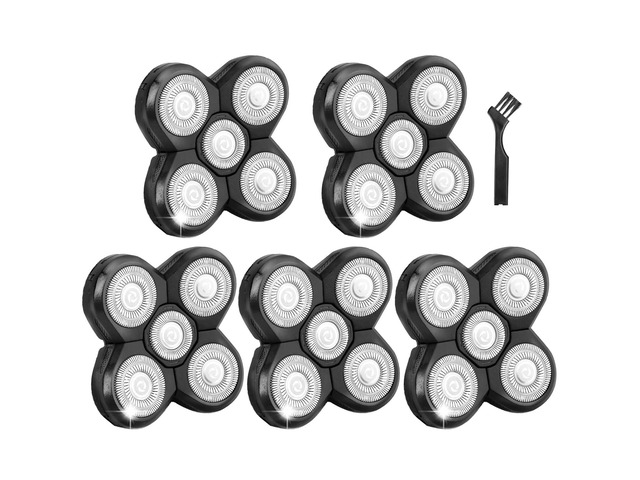 5 Pack Replacement Blades for Freebird Head Shaver 5-Blade Electric Razor Refills for Bald Men Freedom Grooming + 1 Cleaning Brush