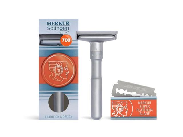MERKUR FUTUR 700 Adjustable Double Edge Safety Razor - Matte Chrome, Adjustable Razor With Dial, Made in Germany, Plastic-Free, Snap-On Cap Design,.