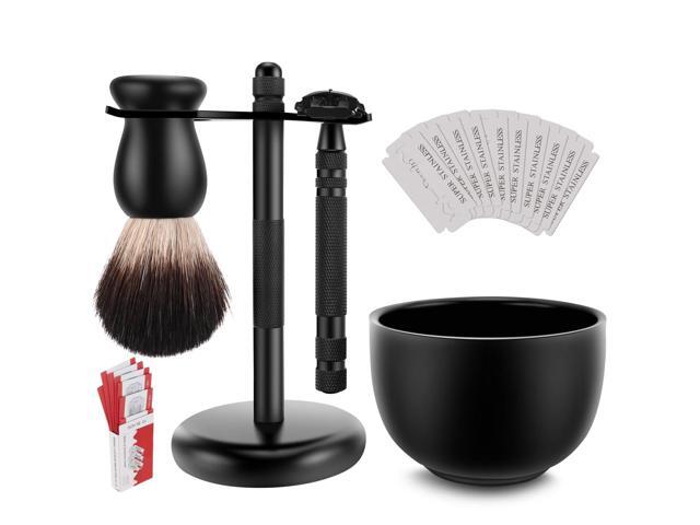 Amazing Safety Razor Shave Kit - Mysterious Black Men's Shaving & Grooming Sets - Butterfly Open Safety Razor,Friendly Brush,Great Shaving.
