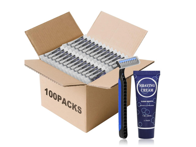 Shaving Razor Set, Disposable Individually Wrapped Manual Twin Blade Razors in Bulk Smooth Shaving Razors with Mini Shaving Cream Toiletries for...